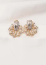 Floral Diamond Look Studs (Yellow Gold) EAR000695