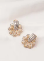 Floral Diamond Look Studs (Yellow Gold) EAR000695 - Image 2