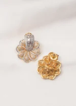 Floral Diamond Look Studs (Yellow Gold) EAR000695 - Image 3