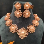 Floral Diamond Pearl Necklace Set (Rose-Gold)- NEC15122208