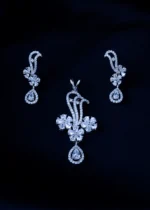 Floral Elegance CZ Pendant Set (Silver) PSET01457