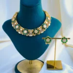 Floral Fusion Moissanite Polki Necklace set (Yellow Gold) NEC001087