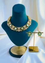 Floral Fusion Moissanite Polki Necklace set (Yellow Gold) NEC001087