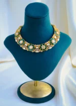 Floral Fusion Moissanite Polki Necklace set (Yellow Gold) NEC001087 - Image 2