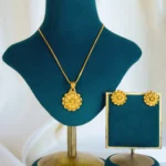 Floral Locket Set With Chain (Antique Gold) NEC001435