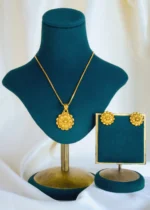 Floral Locket Set With Chain (Antique Gold) NEC001435