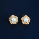 Floral Pearl Studs (Yellow Gold) EAR001101