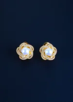 Floral Pearl Studs (Yellow Gold) EAR001101