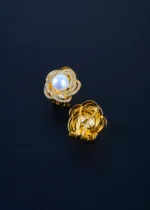 Floral Pearl Studs (Yellow Gold) EAR001101 - Image 3