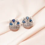 Flower Vase Blue Earrings (Dual Plating) EAR000752