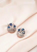 Flower Vase Blue Earrings (Dual Plating) EAR000752 - Image 2