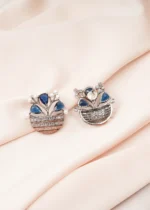 Flower Vase Blue Earrings (Dual Plating) EAR000752 - Image 3