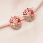 Flower Vase Ruby Earrings (Rose Gold) EAR000687