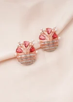 Flower Vase Ruby Earrings (Rose Gold) EAR000687