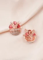 Flower Vase Ruby Earrings (Rose Gold) EAR000687 - Image 3