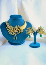 Fusion Emerald Green Choker Set (Antique Gold) NEC000859