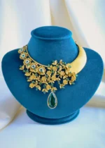 Fusion Emerald Green Choker Set (Antique Gold) NEC000859 - Image 2