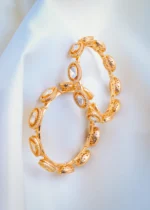 Fusion Kundan Polki Pacheli Bangles (Yellow Gold) BAN001032