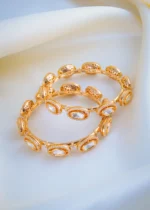 Fusion Kundan Polki Pacheli Bangles (Yellow Gold) BAN001032 - Image 3
