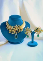 Fusion Navratna Choker Set (Antique Gold) NEC000858
