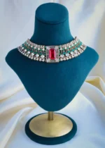 Fusion Polki Choker Necklace Set (Victorian Gold) NEC000942 - Image 2