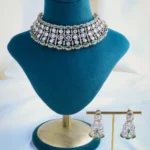 Fusion Polki Green Choker Necklace Set (Victorian Gold) NEC000946