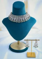 Fusion Polki Green Choker Necklace Set (Victorian Gold) NEC000946