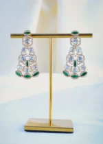 Fusion Polki Green Choker Necklace Set (Victorian Gold) NEC000946 - Image 3
