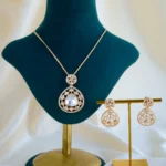 Fusion Polki Locket Chain Set (Yellow Gold) NEC001446