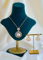 Fusion Polki Locket Chain Set (Yellow Gold) NEC001446