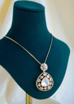 Fusion Polki Locket Chain Set (Yellow Gold) NEC001446 - Image 2