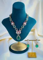 Fusion Polki Necklace Set (Victorian Gold) NEC000941