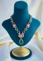 Fusion Polki Necklace Set (Victorian Gold) NEC000941 - Image 2