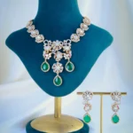 Fusion Polki Ruby Green Necklace Set (Victorian Gold) NEC001082