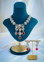 Fusion Polki Ruby Necklace Set (Victorian Gold) NEC001083