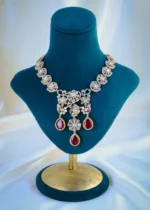 Fusion Polki Ruby Necklace Set (Victorian Gold) NEC001083 - Image 2