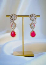 Fusion Polki Ruby Necklace Set (Victorian Gold) NEC001083 - Image 3