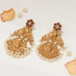 Ganesha Temple Red Earrings (Antique Gold) EAR000567