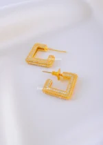 GlamLine American Diamond Hoops (Yellow Gold) EAR002294 - Image 3