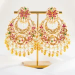 Glamorous Kundan Peacock Earrings (Yellow Gold) EAR002438