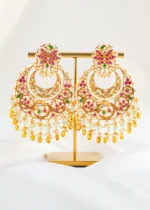 Glamorous Kundan Peacock Earrings (Yellow Gold) EAR002438
