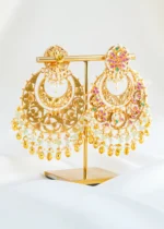 Glamorous Kundan Peacock Earrings (Yellow Gold) EAR002438 - Image 3