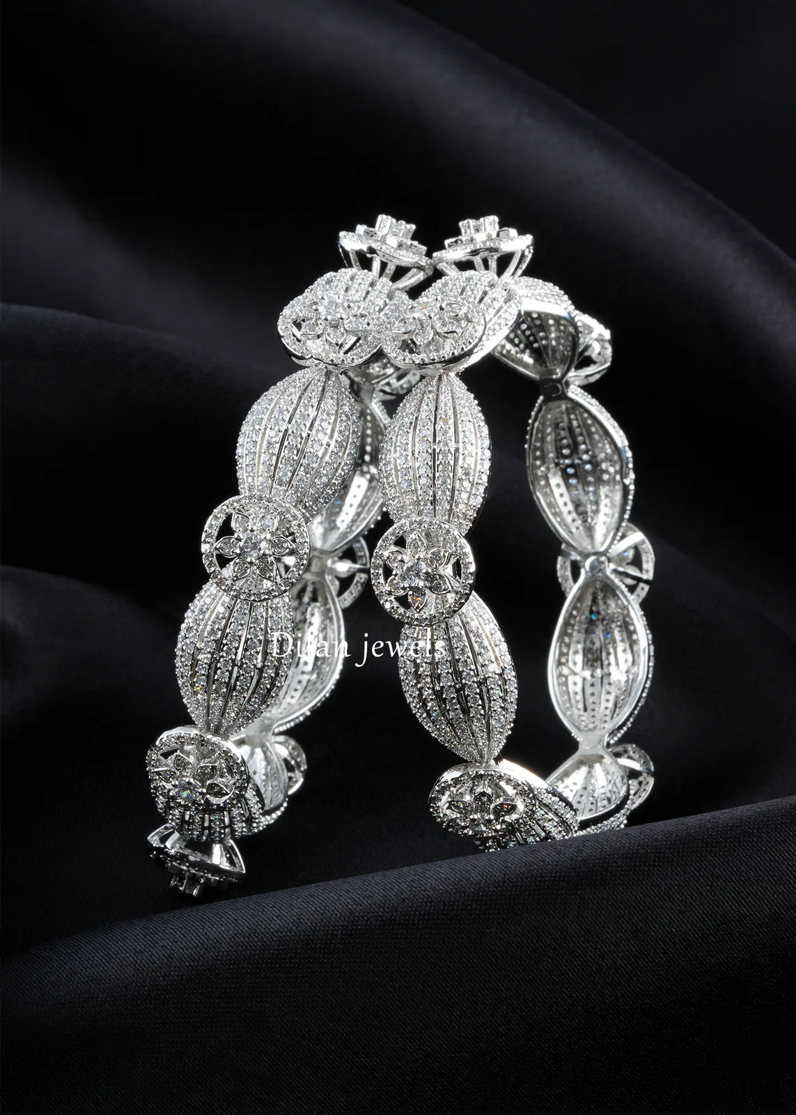 Glamorous-Two-Tone-Diamond-Bangle-Silver-BAN002450a Glamorous Diamond Bangle (Silver) BAN002450 - Image 1