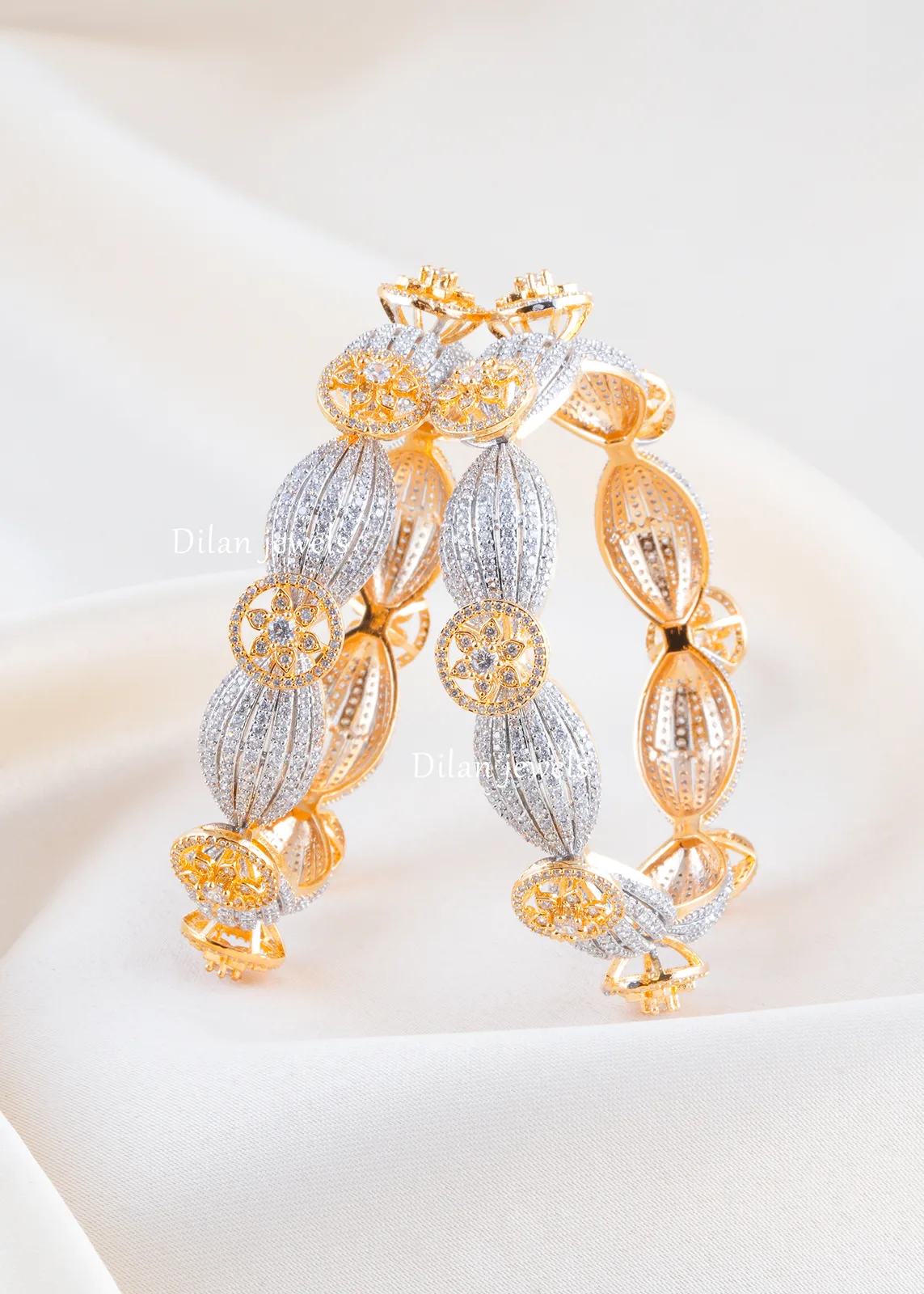 Glamorous-Two-Tone-Diamond-Bangle-Yellow-Gold-BAN002442a Glamorous Two-Tone Diamond Bangle (Yellow Gold) BAN002442 - Image 1