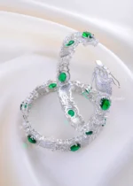 Glamour Green Statement Bangle Set (Silver) BAN002391 - Image 3