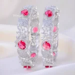 Glamour Ruby Statement Bangle Set (Silver) BAN002392