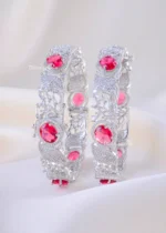 Glamour Ruby Statement Bangle Set (Silver) BAN002392