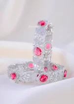 Glamour Ruby Statement Bangle Set (Silver) BAN002392 - Image 2