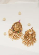 Goddess Lakshmi Earrings (Antique Gold) EAR000565 - Image 3