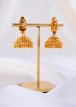 Goddess Lakshmi Gold Plated Jhumkas (Yellow Gold) EAR002372 - Image 3